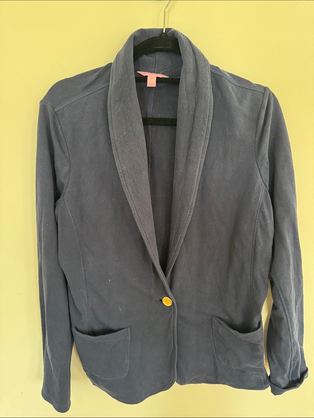 Lilly Pulitzer Women's Slate Blue Single-Button Shawl Collar Jacket